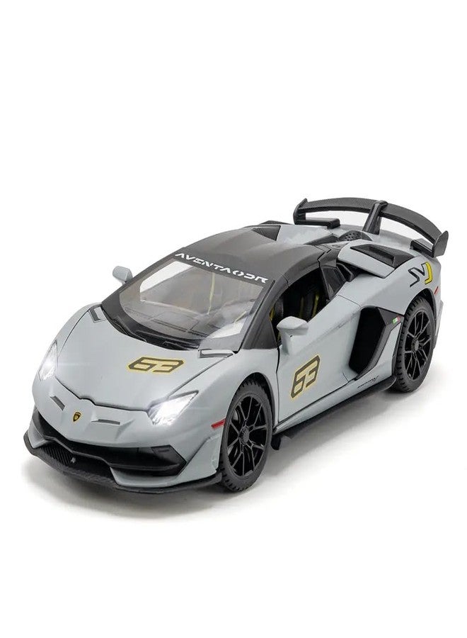 KENIRY Exclusive Alloy Metal Pull Back Die-cast Car Model with Sound Light Mini Auto Toy for Kids Metal Model Toy Car with Sound and Light (1:24 Lamborghini SVJ 63 -White) - Image 1